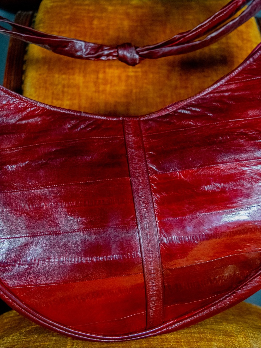 Vintage Eel Skin Hobo Shoulder Bag